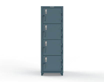 Extra Heavy Duty 14 GA 4-Tier Locker with Keyless Entry Lock, 4 Compartments - 24 in. W x 24 in. D x 75 in. H - 26-4D-24-4T-EK-L-5001