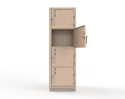 Extra Heavy Duty 14 GA 4-Tier Locker with Keyless Entry Lock, 4 Compartments - 24 in. W x 24 in. D x 75 in. H - 26-4D-24-4T-EK-L-1019