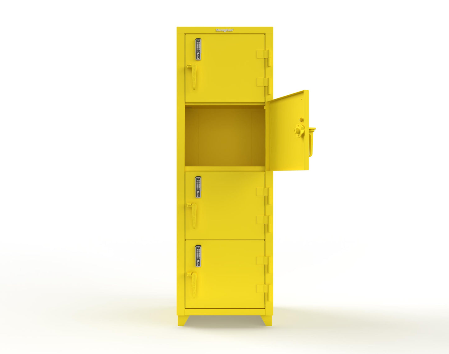 Extra Heavy Duty 14 GA 4-Tier Locker with Keyless Entry Lock, 4 Compartments - 24 in. W x 24 in. D x 75 in. H - 26-4D-24-4T-EK-L-1021
