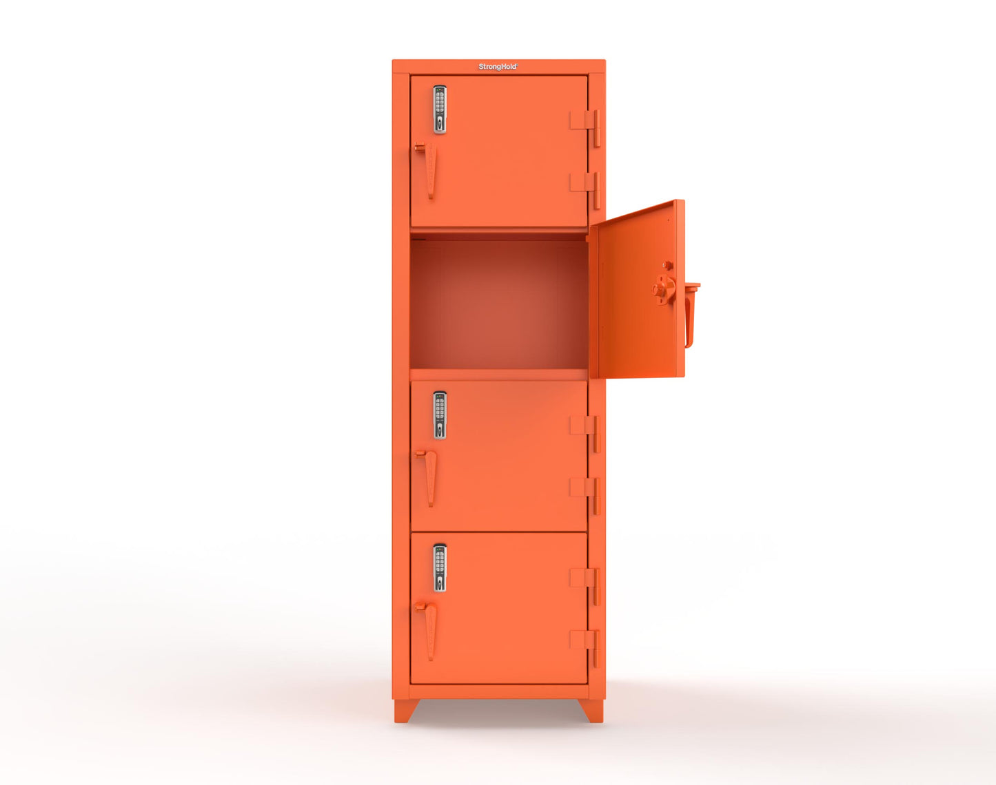Extra Heavy Duty 14 GA 4-Tier Locker with Keyless Entry Lock, 4 Compartments - 24 in. W x 24 in. D x 75 in. H - 26-4D-24-4T-EK-L-2009