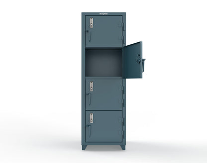 Extra Heavy Duty 14 GA 4-Tier Locker with Keyless Entry Lock, 4 Compartments - 24 in. W x 24 in. D x 75 in. H - 26-4D-24-4T-EK-L-5001