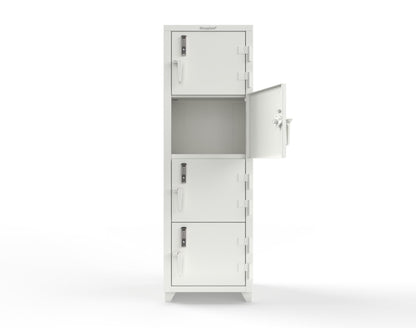 Extra Heavy Duty 14 GA 4-Tier Locker with Keyless Entry Lock, 4 Compartments - 24 in. W x 24 in. D x 75 in. H - 26-4D-24-4T-EK-L-9003