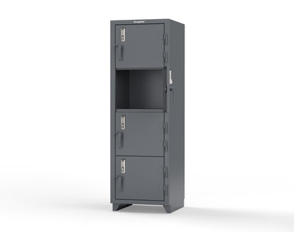 Extra Heavy Duty 14 GA 4-Tier Locker with Keyless Entry Lock, 4 Compartments - 24 in. W x 24 in. D x 75 in. H - 26-4D-24-4T-EK-L-7024
