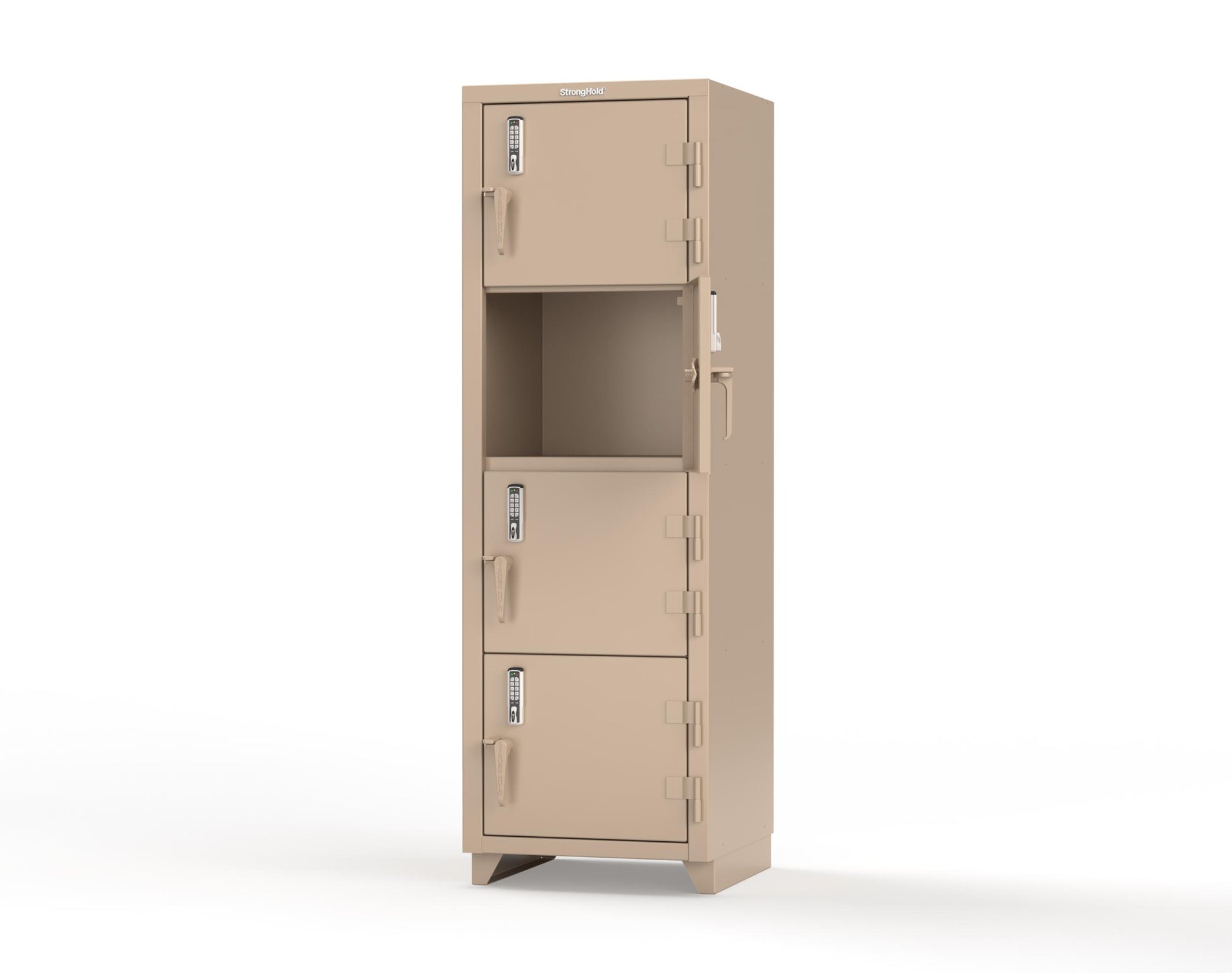 Extra Heavy Duty 14 GA 4-Tier Locker with Keyless Entry Lock, 4 Compartments - 24 in. W x 24 in. D x 75 in. H - 26-4D-24-4T-EK-L-1019
