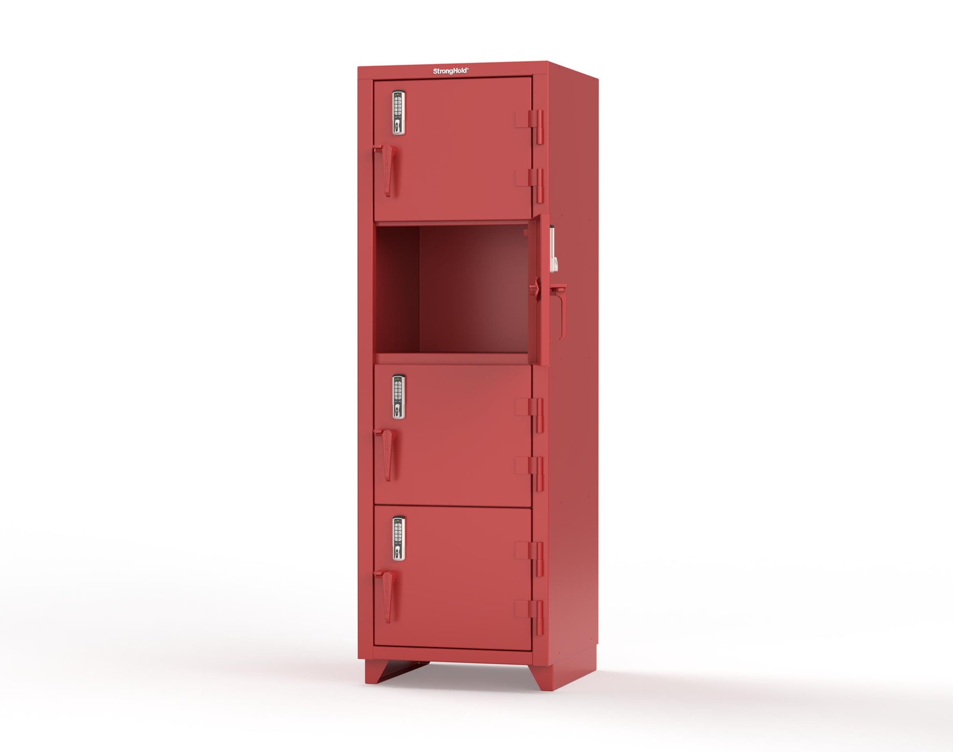 Extra Heavy Duty 14 GA 4-Tier Locker with Keyless Entry Lock, 4 Compartments - 24 in. W x 24 in. D x 75 in. H - 26-4D-24-4T-EK-L-3001