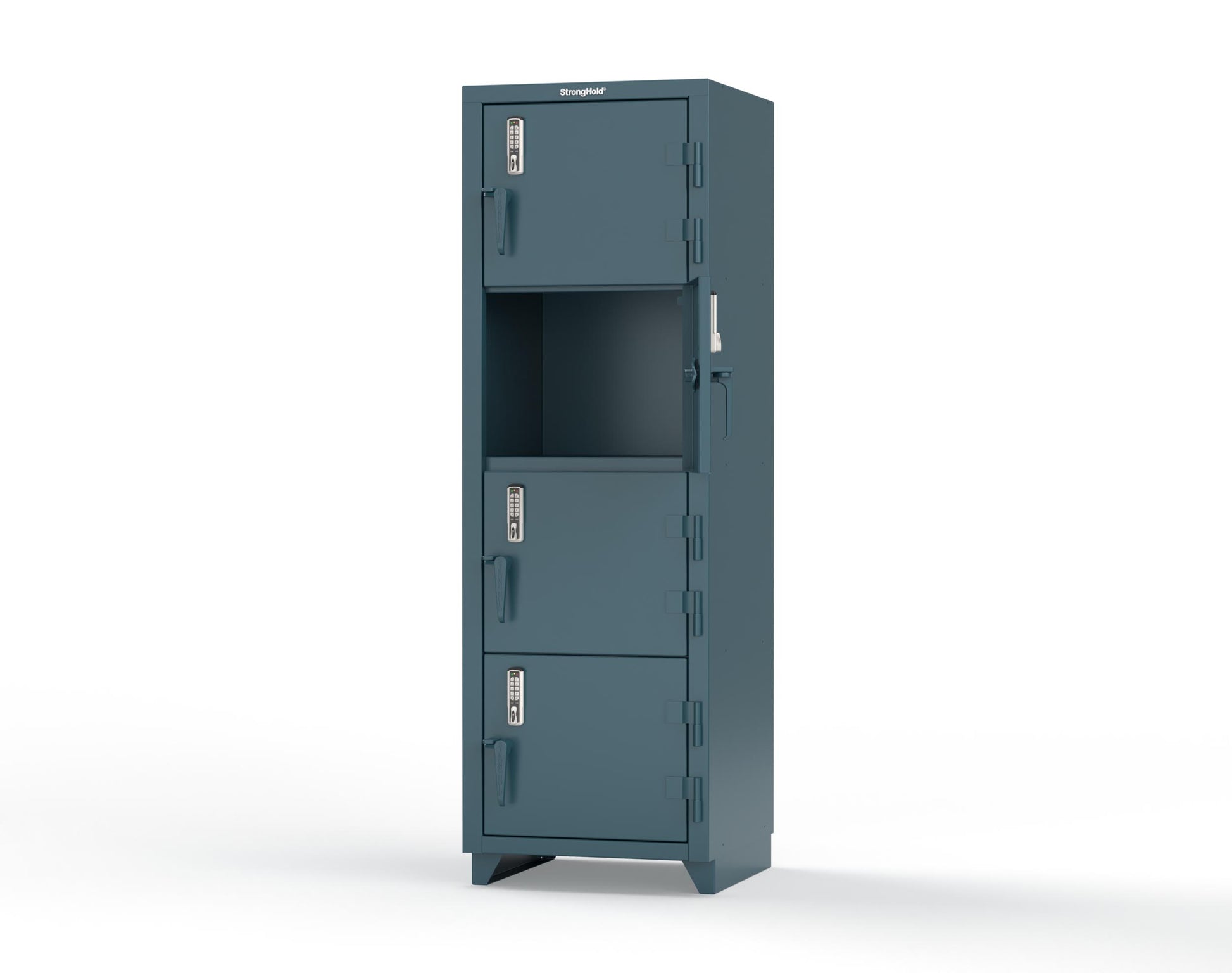 Extra Heavy Duty 14 GA 4-Tier Locker with Keyless Entry Lock, 4 Compartments - 24 in. W x 24 in. D x 75 in. H - 26-4D-24-4T-EK-L-5001