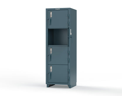 Extra Heavy Duty 14 GA 4-Tier Locker with Keyless Entry Lock, 4 Compartments - 24 in. W x 24 in. D x 75 in. H - 26-4D-24-4T-EK-L-5001