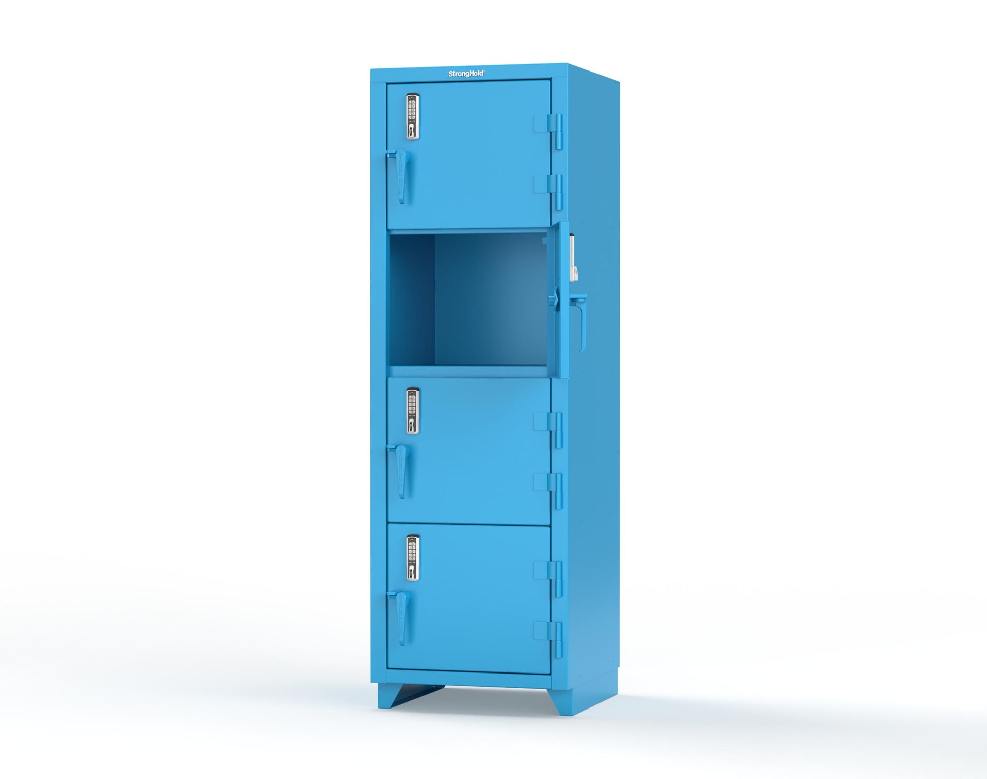 Extra Heavy Duty 14 GA 4-Tier Locker with Keyless Entry Lock, 4 Compartments - 24 in. W x 24 in. D x 75 in. H - 26-4D-24-4T-EK-L-5012
