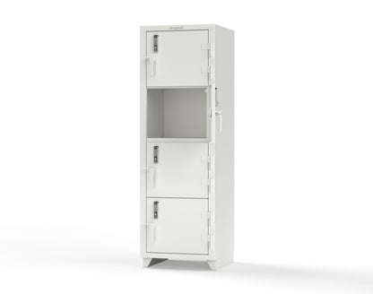 Extra Heavy Duty 14 GA 4-Tier Locker with Keyless Entry Lock, 4 Compartments - 24 in. W x 24 in. D x 75 in. H - 26-4D-24-4T-EK-L-9003