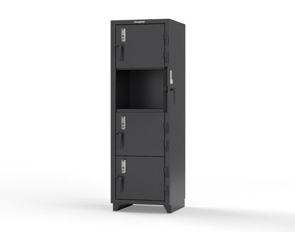 Extra Heavy Duty 14 GA 4-Tier Locker with Keyless Entry Lock, 4 Compartments - 24 in. W x 24 in. D x 75 in. H - 26-4D-24-4T-EK-L-9005