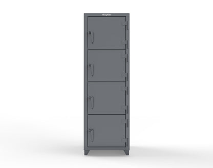 Extra Heavy Duty 14 GA 4-Tier Locker, 4 Compartments - 24 in. W x 24 in. D x 75 in. H - 26-4D-24-4T-L-7024