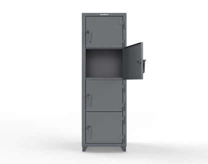 Extra Heavy Duty 14 GA 4-Tier Locker, 4 Compartments - 24 in. W x 24 in. D x 75 in. H - 26-4D-24-4T-L-7024