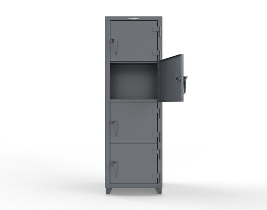 Extra Heavy Duty 14 GA 4-Tier Locker, 4 Compartments - 24 in. W x 24 in. D x 75 in. H - 26-4D-24-4T-L-7024