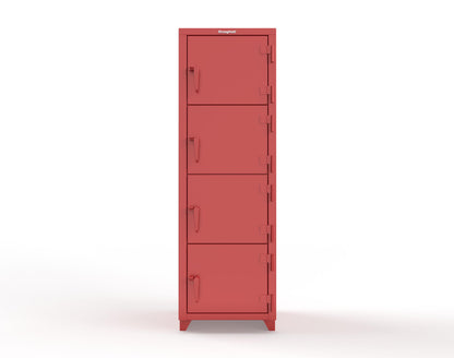 Extra Heavy Duty 14 GA 4-Tier Locker, 4 Compartments - 24 in. W x 24 in. D x 75 in. H - 26-4D-24-4T-L-3001