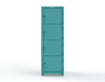 Extra Heavy Duty 14 GA 4-Tier Locker, 4 Compartments - 24 in. W x 24 in. D x 75 in. H - 26-4D-24-4T-L-5021
