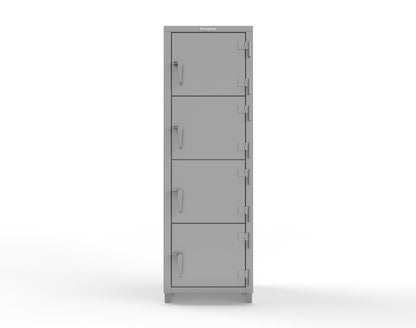 Extra Heavy Duty 14 GA 4-Tier Locker, 4 Compartments - 24 in. W x 24 in. D x 75 in. H - 26-4D-24-4T-L-7037