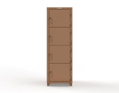 Extra Heavy Duty 14 GA 4-Tier Locker, 4 Compartments - 24 in. W x 24 in. D x 75 in. H - 26-4D-24-4T-L-8008
