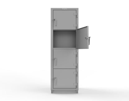 Extra Heavy Duty 14 GA 4-Tier Locker, 4 Compartments - 24 in. W x 24 in. D x 75 in. H - 26-4D-24-4T-L-7037