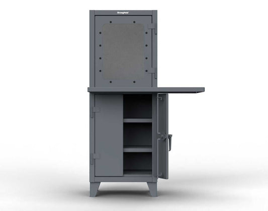 Extreme Duty 12 GA Computer Cabinet with Workspace, 2 Shelves - 26 In. W x 24 In. D x 72 In. H