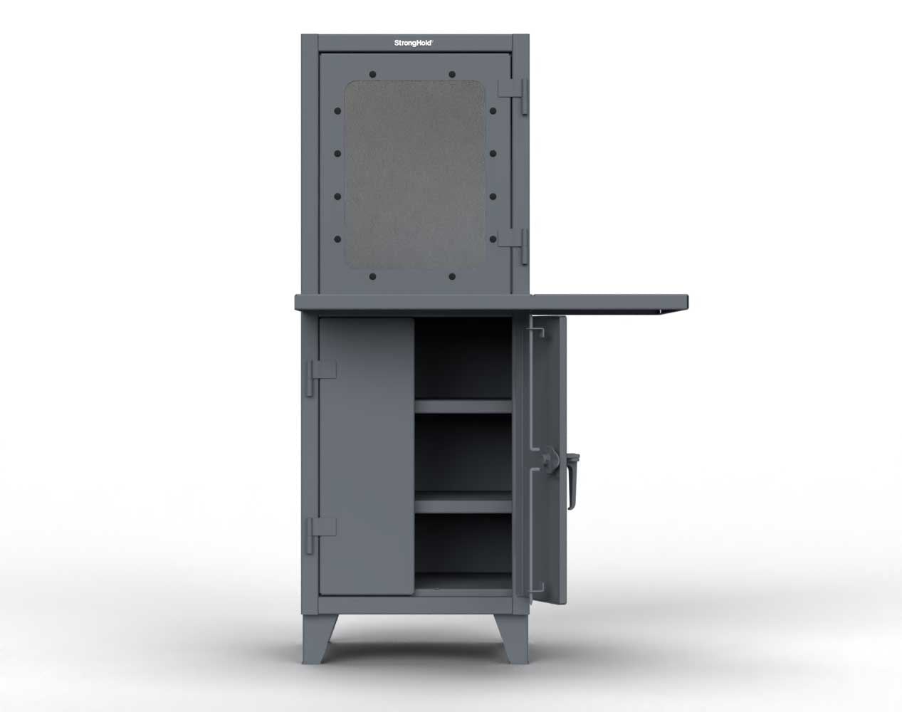 Extreme Duty 12 GA Computer Cabinet with 2 Workspaces, 2 Shelves - 26 In. W x 24 In. D x 72 In. H