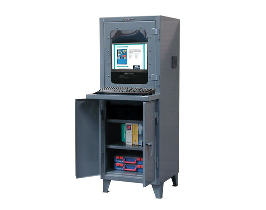Extreme Duty 12 GA Computer Cabinet with 2 Shelves - 26 In. W x 24 In. D x 72 In. H