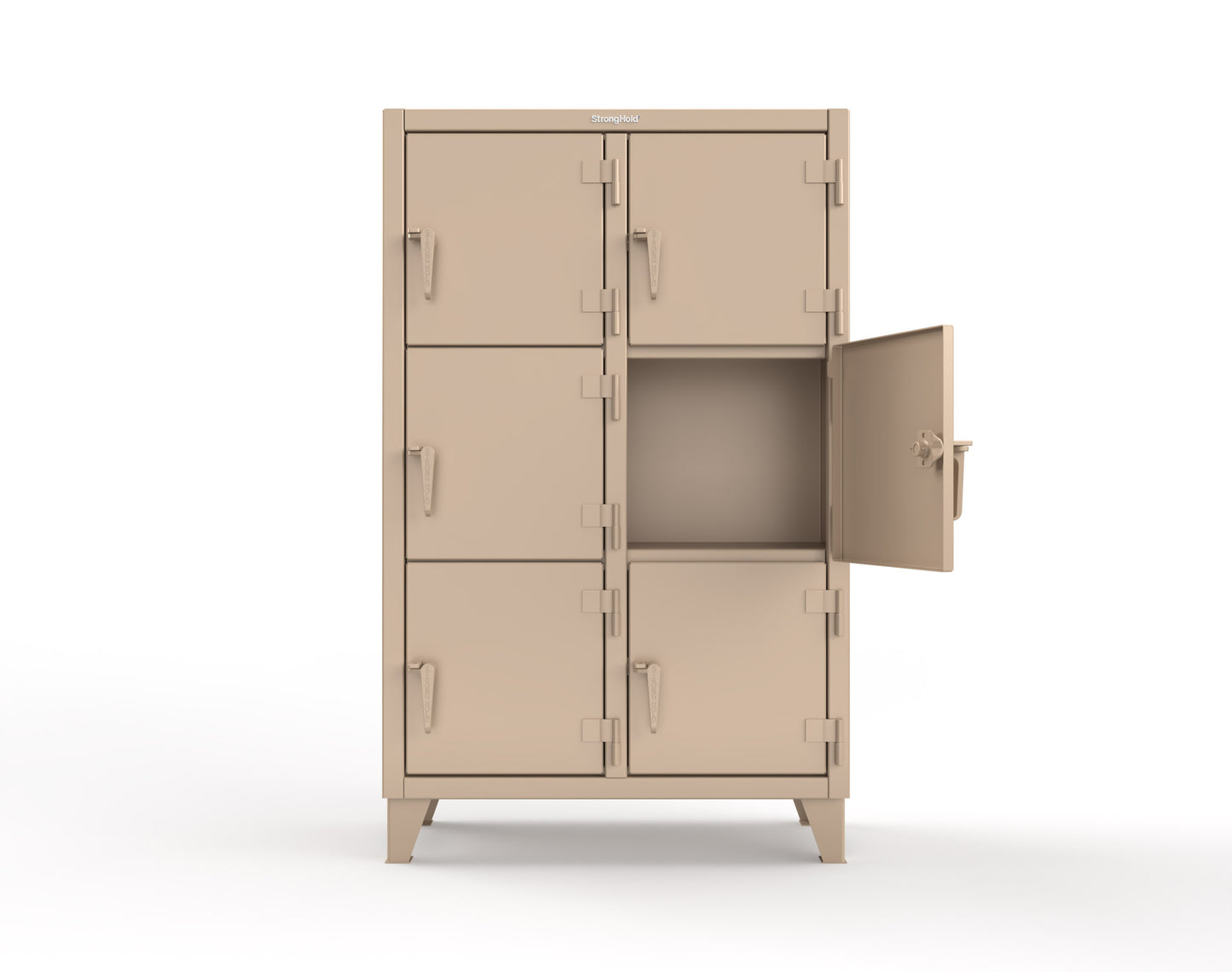 Extreme Duty 12 GA Triple-Tier Locker with 6 Compartments, 42 in. W x 18in. D x 68 in. H - 3.55-18-3TMT-1019