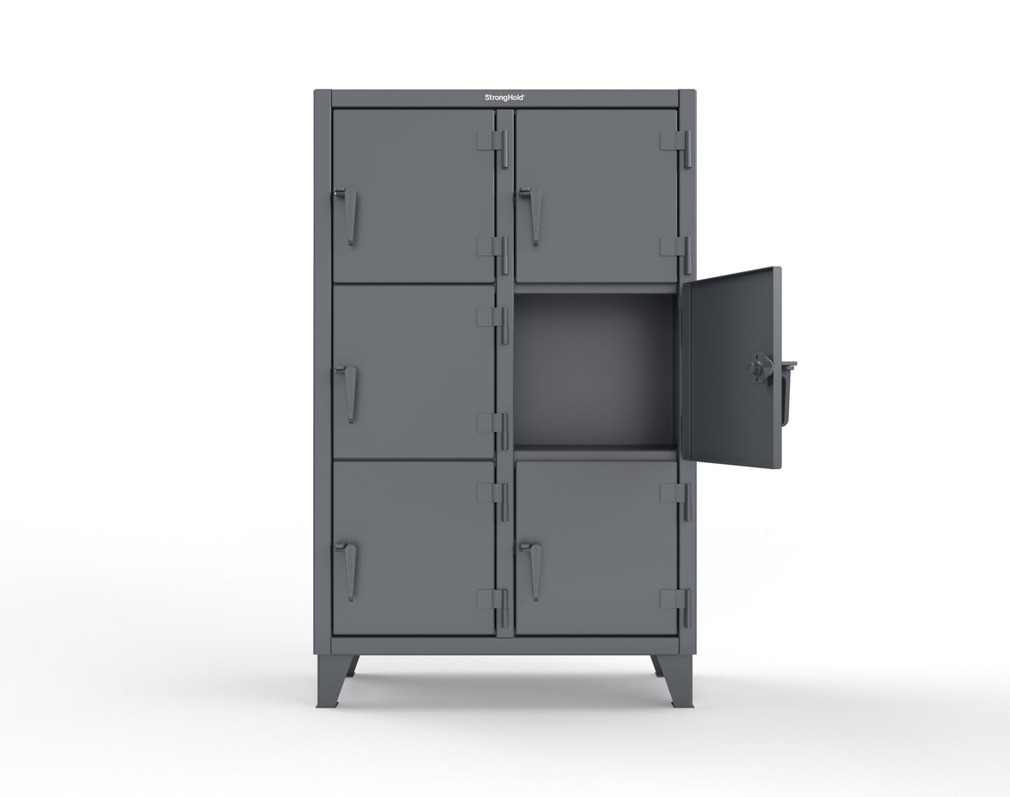 Extreme Duty 12 GA Triple-Tier Locker with 6 Compartments, 42 in. W x 18in. D x 68 in. H - 3.55-18-3TMT-7024