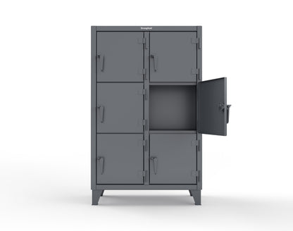 Extreme Duty 12 GA Triple-Tier Locker with 6 Compartments, 42 in. W x 18in. D x 68 in. H - 3.55-18-3TMT-7024