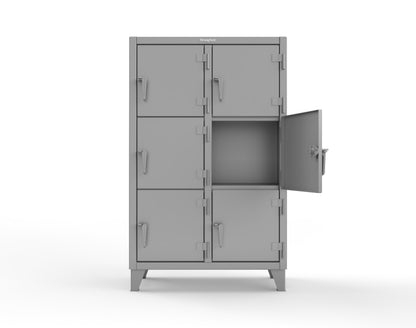 Extreme Duty 12 GA Triple-Tier Locker with 6 Compartments, 42 in. W x 18in. D x 68 in. H - 3.55-18-3TMT-7037