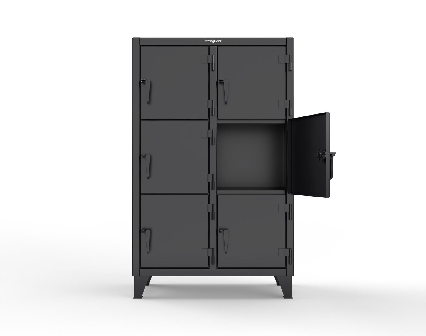 Extreme Duty 12 GA Triple-Tier Locker with 6 Compartments, 42 in. W x 18in. D x 68 in. H - 3.55-18-3TMT-9005