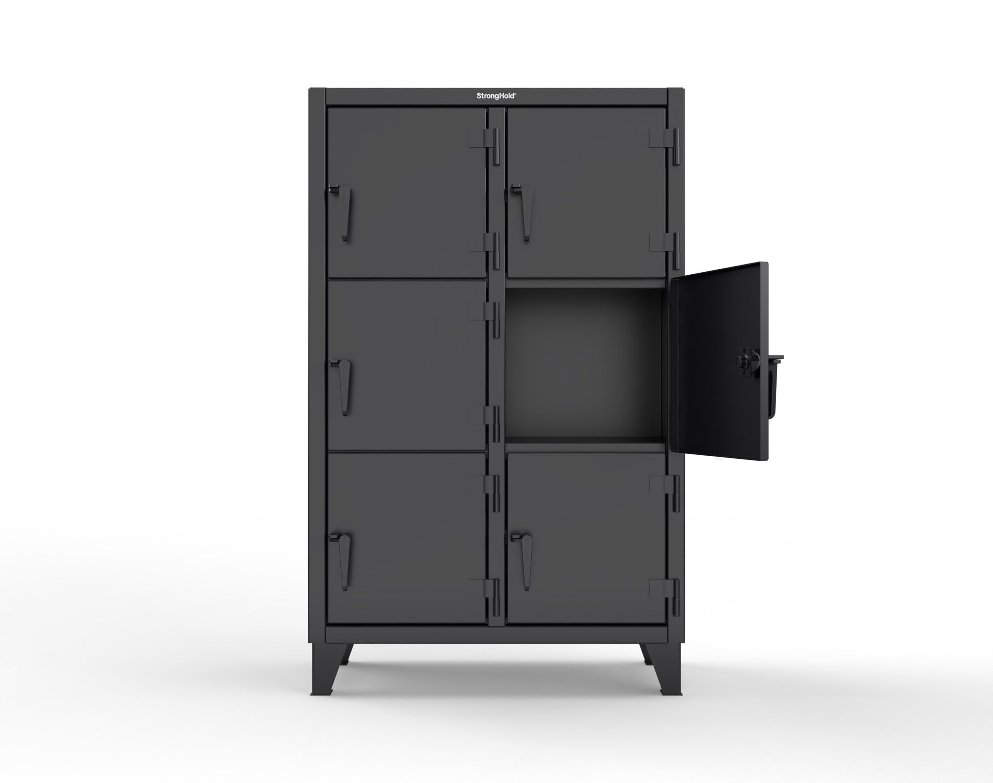Extreme Duty 12 GA Triple-Tier Locker with 6 Compartments, 42 in. W x 18in. D x 68 in. H - 3.55-18-3TMT-9005