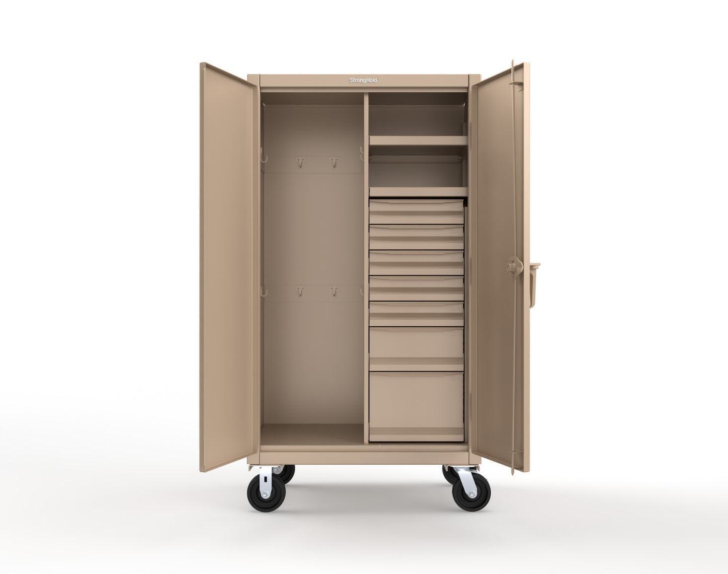 Extreme Duty 12 GA Mobile Rigging Cabinet with 7 Half-Width Drawers, 2 Shelves - 36 in. W x 24 in. D x 68 in. H - 35-242-7/5DB-CA-1019