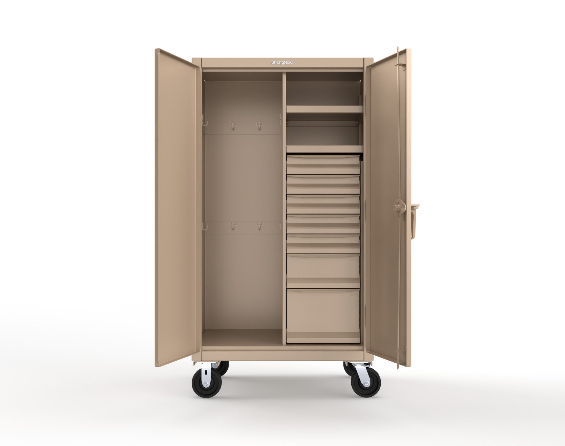 Extreme Duty 12 GA Mobile Rigging Cabinet with 7 Half-Width Drawers, 2 Shelves - 36 in. W x 24 in. D x 68 in. H - 35-242-7/5DB-CA-1019