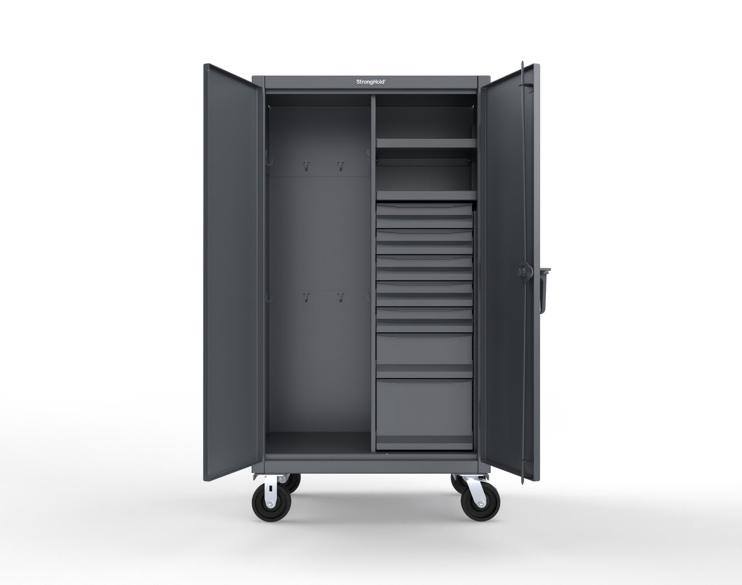 Extreme Duty 12 GA Mobile Rigging Cabinet with 7 Half-Width Drawers, 2 Shelves - 36 in. W x 24 in. D x 68 in. H - 35-242-7/5DB-CA-7024