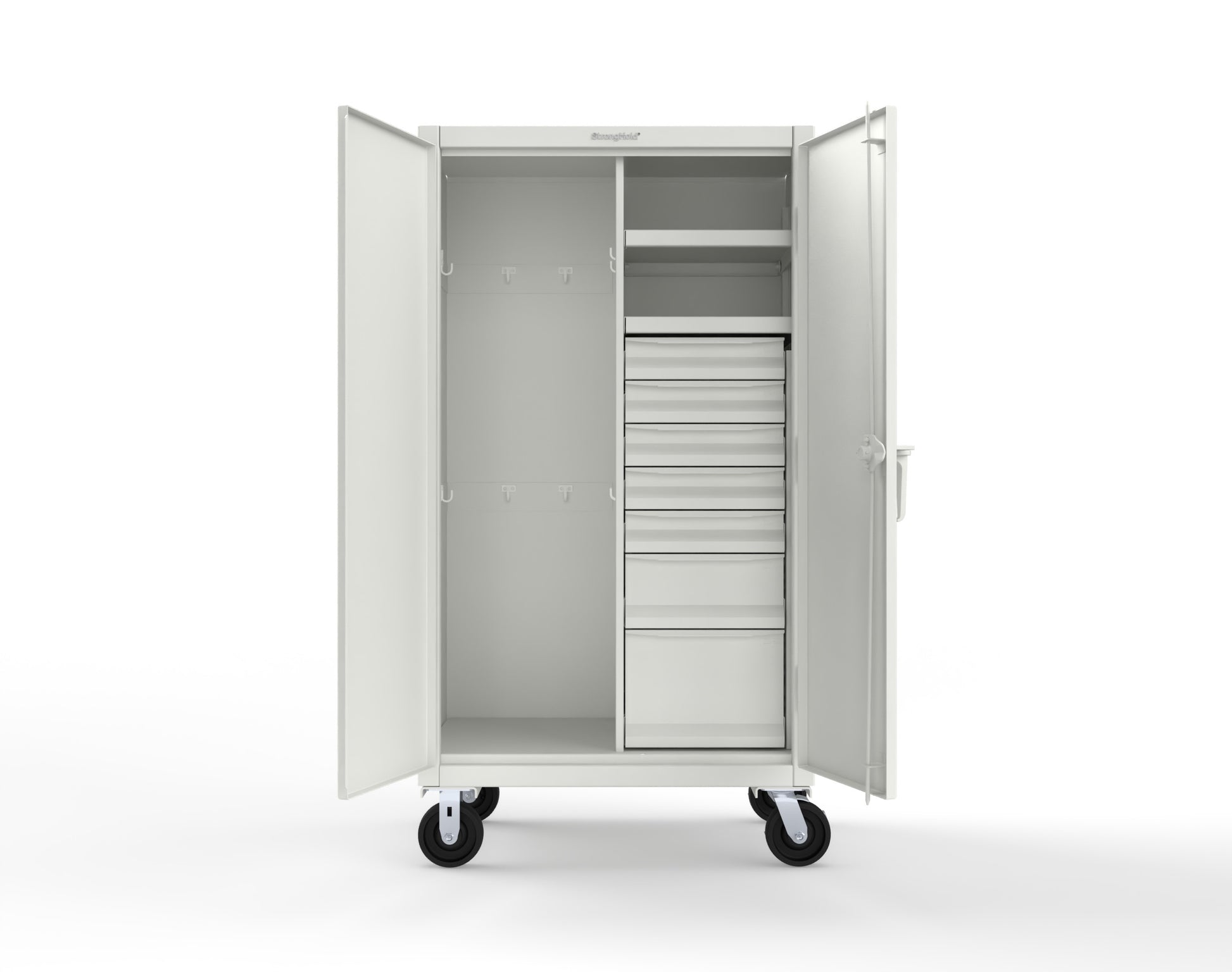 Extreme Duty 12 GA Mobile Rigging Cabinet with 7 Half-Width Drawers, 2 Shelves - 36 in. W x 24 in. D x 68 in. H - 35-242-7/5DB-CA-9003