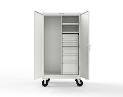 Extreme Duty 12 GA Mobile Rigging Cabinet with 7 Half-Width Drawers, 2 Shelves - 36 in. W x 24 in. D x 68 in. H - 35-242-7/5DB-CA-9003