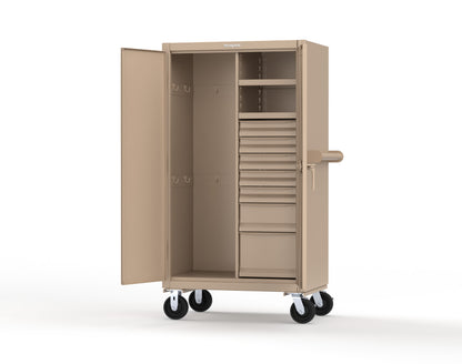 Extreme Duty 12 GA Mobile Rigging Cabinet with 7 Half-Width Drawers, 2 Shelves - 36 in. W x 24 in. D x 68 in. H - 35-242-7/5DB-CA-1019
