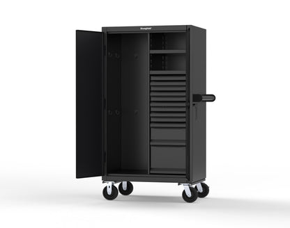 Extreme Duty 12 GA Mobile Rigging Cabinet with 7 Half-Width Drawers, 2 Shelves - 36 in. W x 24 in. D x 68 in. H - 35-242-7/5DB-CA-9005