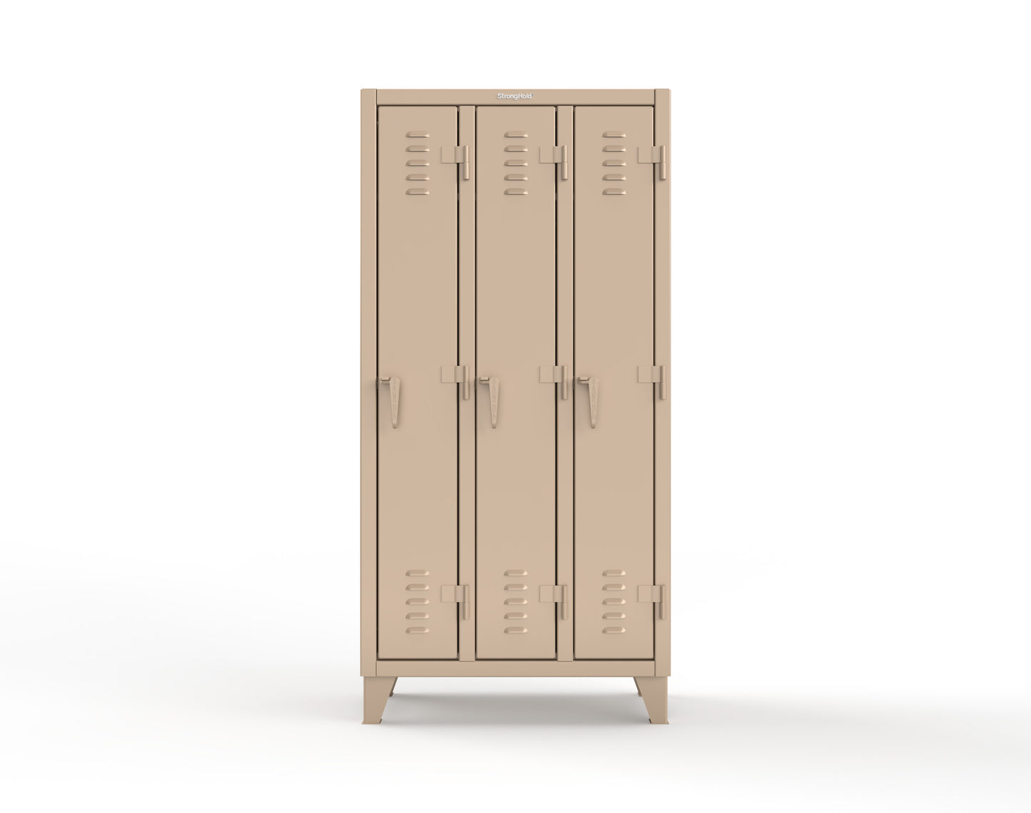 Extreme Duty 12 GA Single-Tier Locker with 3 Compartments, Louvered Doors, Wardrobe Rod - 38 in. W x 18in. D x 78 in. H - 36-18-1TSL-1019