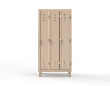 Extreme Duty 12 GA Single-Tier Locker with 3 Compartments, Louvered Doors, Wardrobe Rod - 38 in. W x 18in. D x 78 in. H - 36-18-1TSL-1019