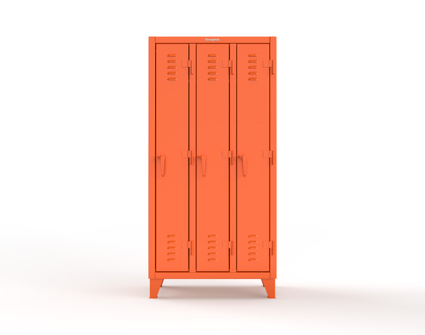 Extreme Duty 12 GA Single-Tier Locker with 3 Compartments, Louvered Doors, Wardrobe Rod - 38 in. W x 18in. D x 78 in. H - 36-18-1TSL-2004