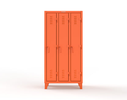Extreme Duty 12 GA Single-Tier Locker with 3 Compartments, Louvered Doors, Wardrobe Rod - 38 in. W x 18in. D x 78 in. H - 36-18-1TSL-2004