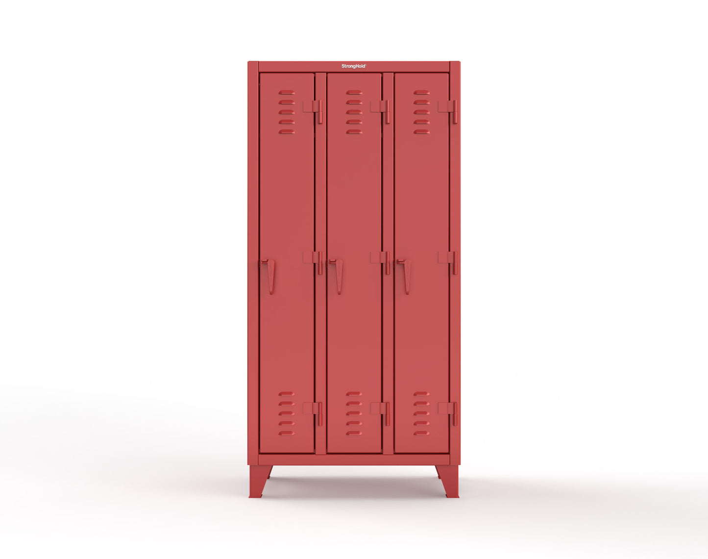 Extreme Duty 12 GA Single-Tier Locker with 3 Compartments, Louvered Doors, Wardrobe Rod - 38 in. W x 18in. D x 78 in. H - 36-18-1TSL-3001