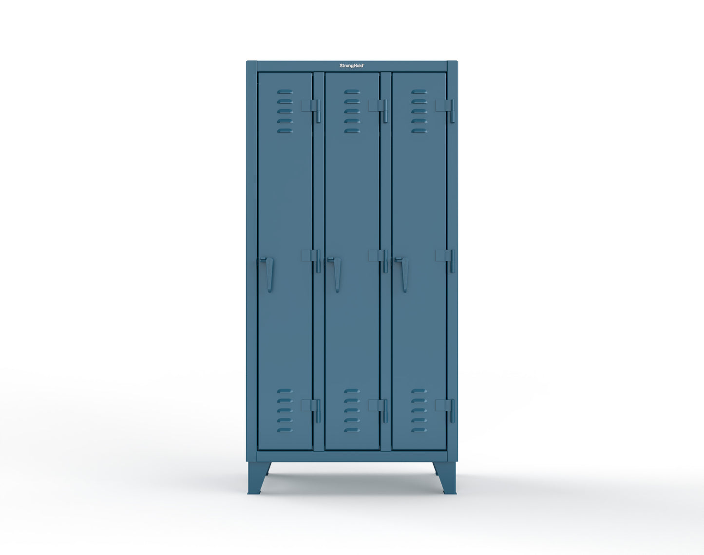 Extreme Duty 12 GA Single-Tier Locker with 3 Compartments, Louvered Doors, Wardrobe Rod - 38 in. W x 18in. D x 78 in. H - 36-18-1TSL-5010