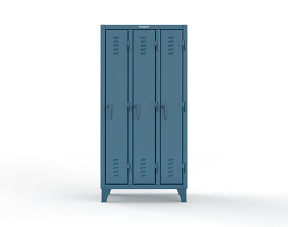 Extreme Duty 12 GA Single-Tier Locker with 3 Compartments, Louvered Doors, Wardrobe Rod - 38 in. W x 18in. D x 78 in. H - 36-18-1TSL-5010