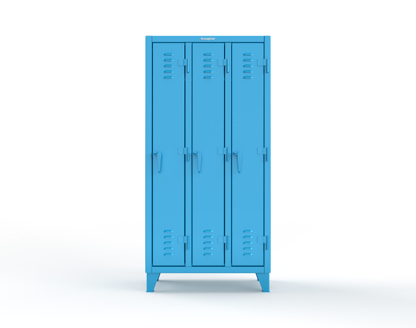 Extreme Duty 12 GA Single-Tier Locker with 3 Compartments, Louvered Doors, Wardrobe Rod - 38 in. W x 18in. D x 78 in. H - 36-18-1TSL-5012