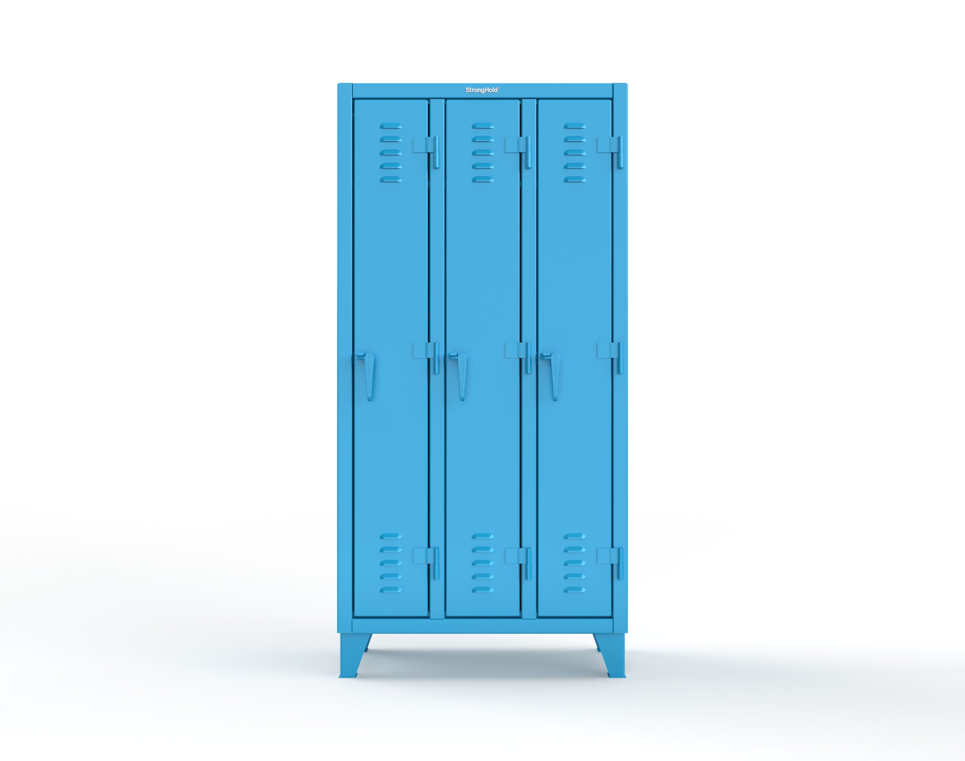 Extreme Duty 12 GA Single-Tier Locker with 3 Compartments, Louvered Doors, Wardrobe Rod - 38 in. W x 18in. D x 78 in. H - 36-18-1TSL-5012