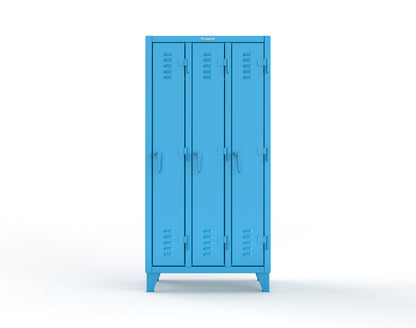 Extreme Duty 12 GA Single-Tier Locker with 3 Compartments, Louvered Doors, Wardrobe Rod - 38 in. W x 18in. D x 78 in. H - 36-18-1TSL-5012