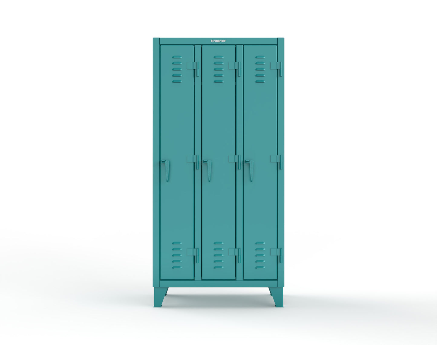 Extreme Duty 12 GA Single-Tier Locker with 3 Compartments, Louvered Doors, Wardrobe Rod - 38 in. W x 18in. D x 78 in. H - 36-18-1TSL-5021