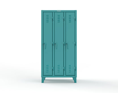 Extreme Duty 12 GA Single-Tier Locker with 3 Compartments, Louvered Doors, Wardrobe Rod - 38 in. W x 18in. D x 78 in. H - 36-18-1TSL-5021